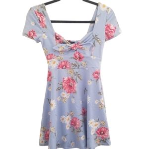 Forever 21 Flower Floral Print Light Blue Dress Size Small